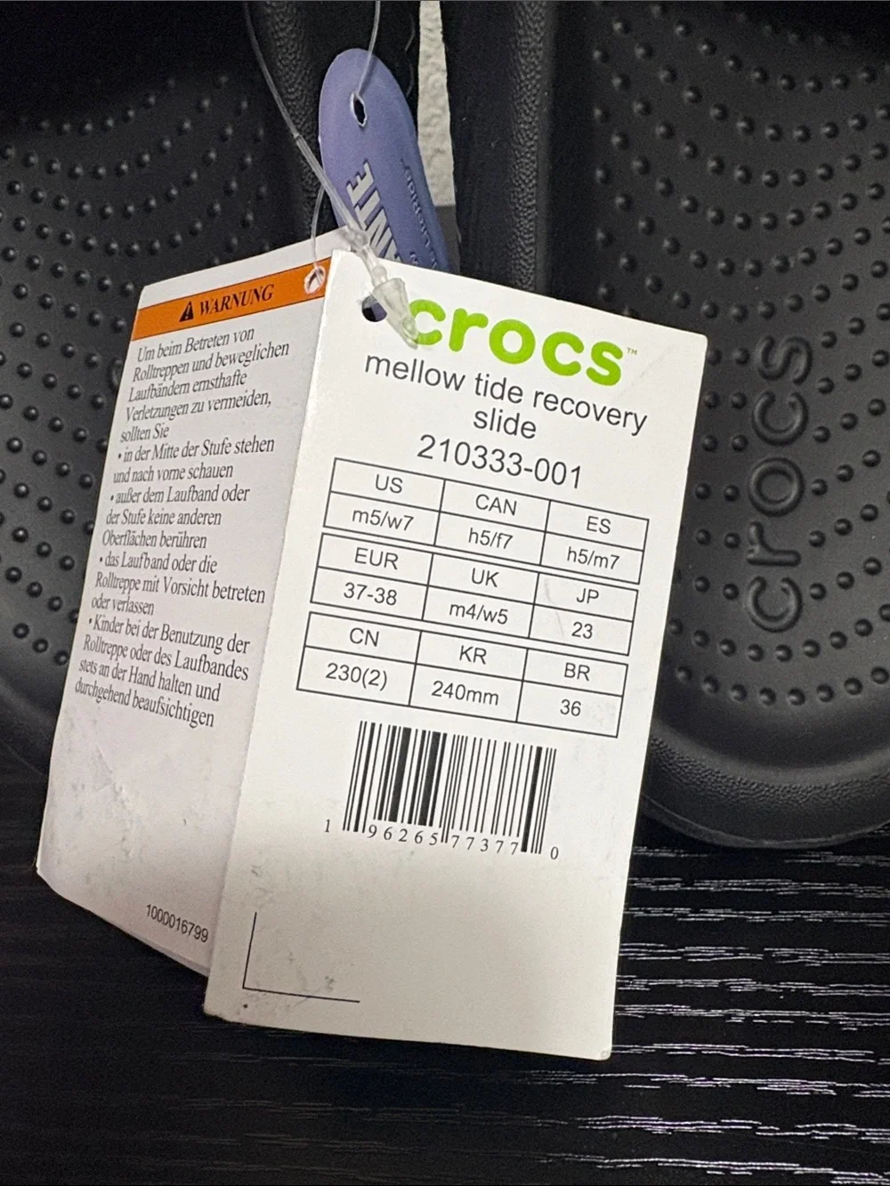 CROCS Kids Mellow Tide Recovery Slide - Black